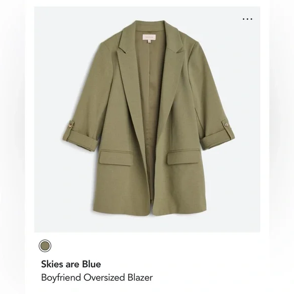 Skies are Blue Boyfriend Oversized blazer in Olive Green - Picture 2 of 5